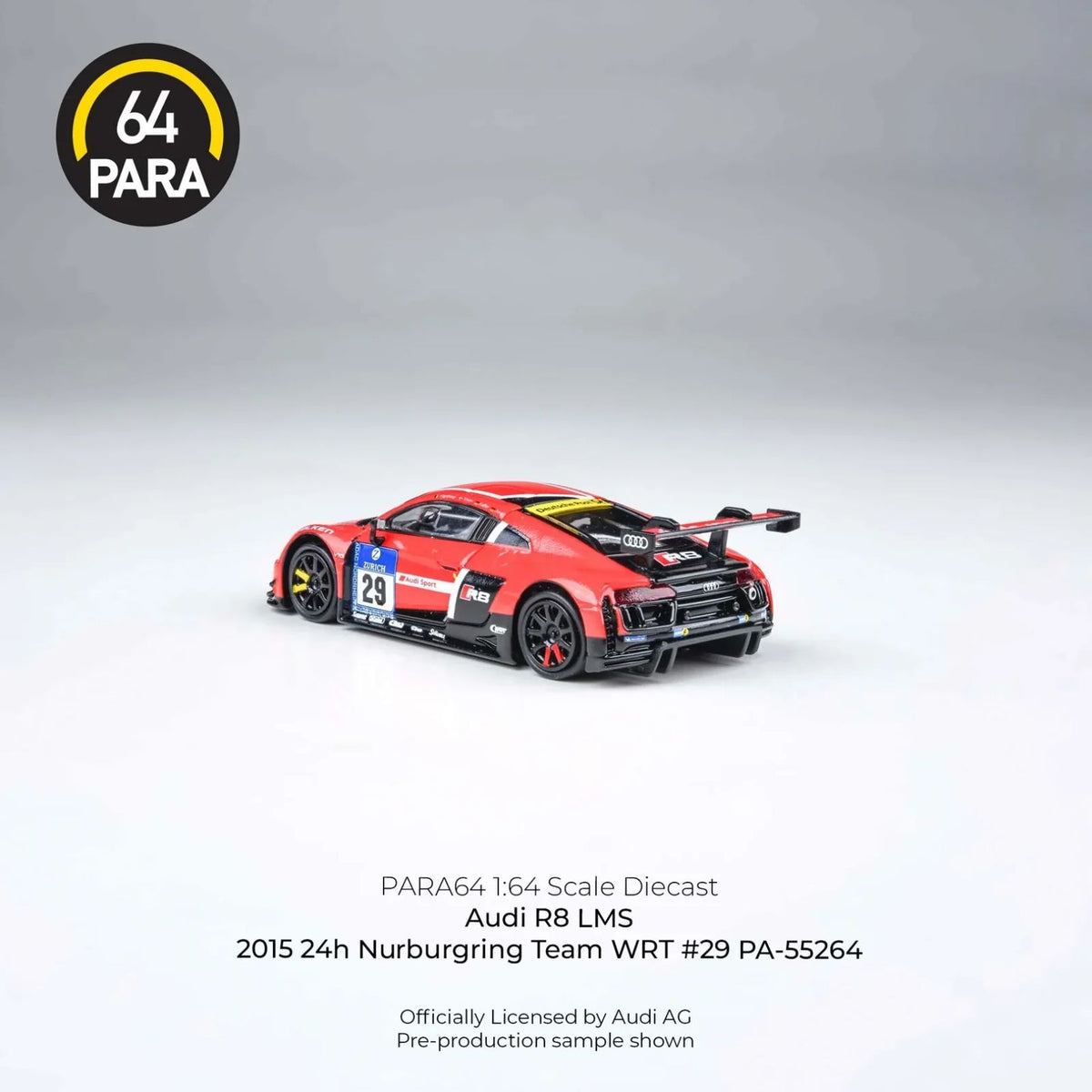 Audi R8 Lms 2015 24H Nurburgring Team Wrt #29 1:64 Diecast Car By Para64