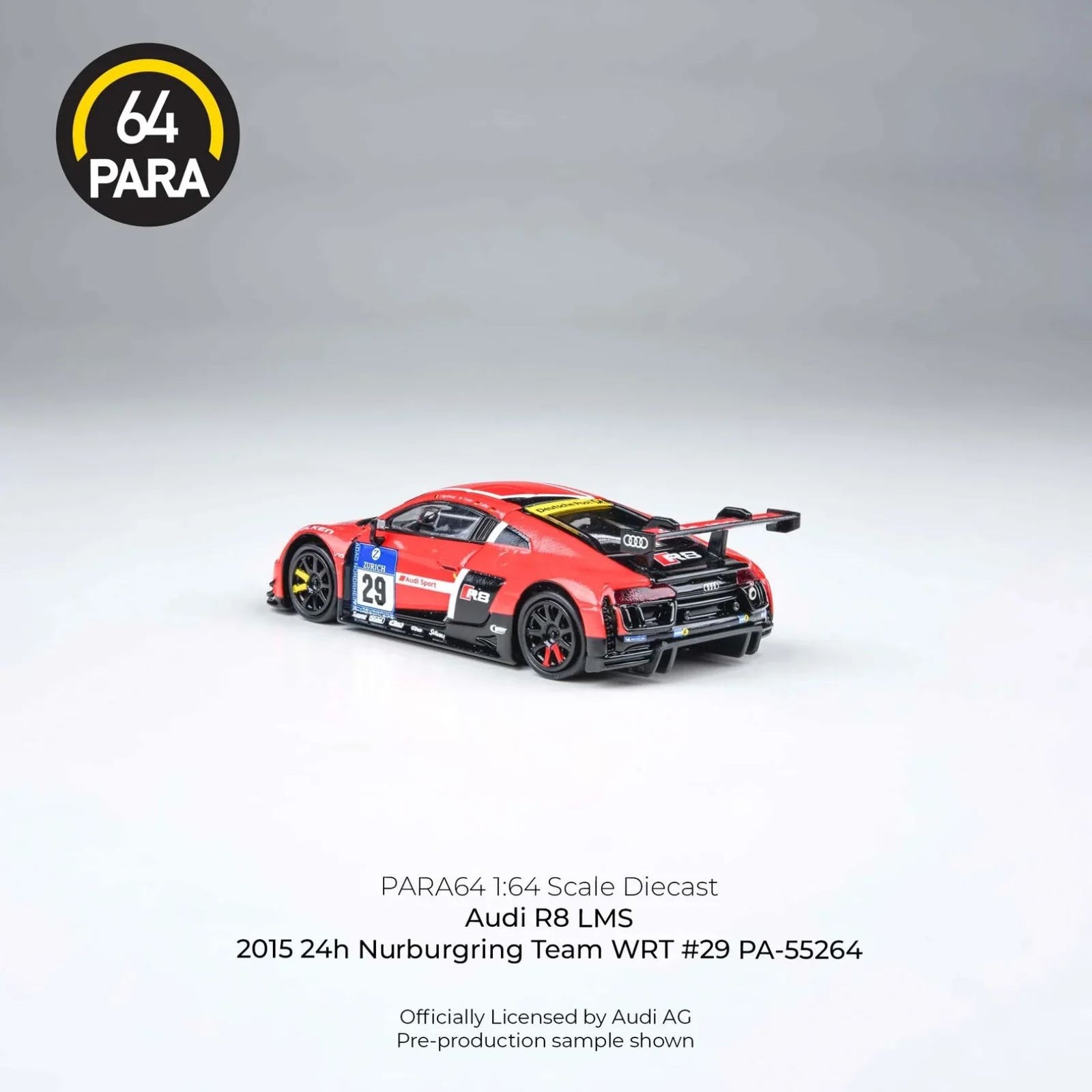Audi R8 Lms 2015 24H Nurburgring Team Wrt #29 1:64 Diecast Car By Para64