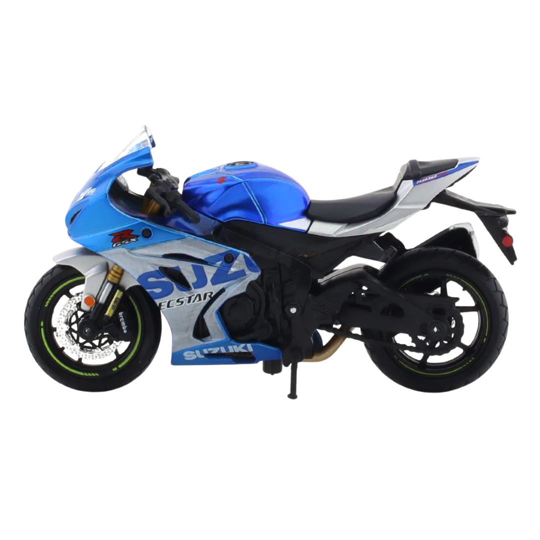 Blue SUZUKI GSXRIOOO R 2021 1:18 Scale Die-Cast Model Bike by Bburago -Bburago - India - www.superherotoystore.com