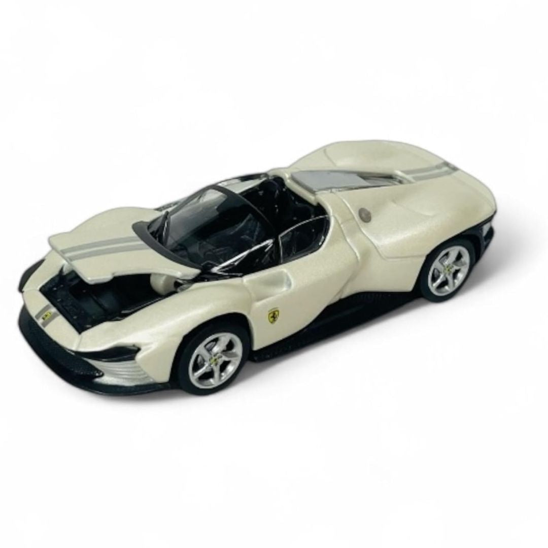 White Race & Play Ferrari Daytona SP3 1:64 Scale Die-Cast Car By Bburago