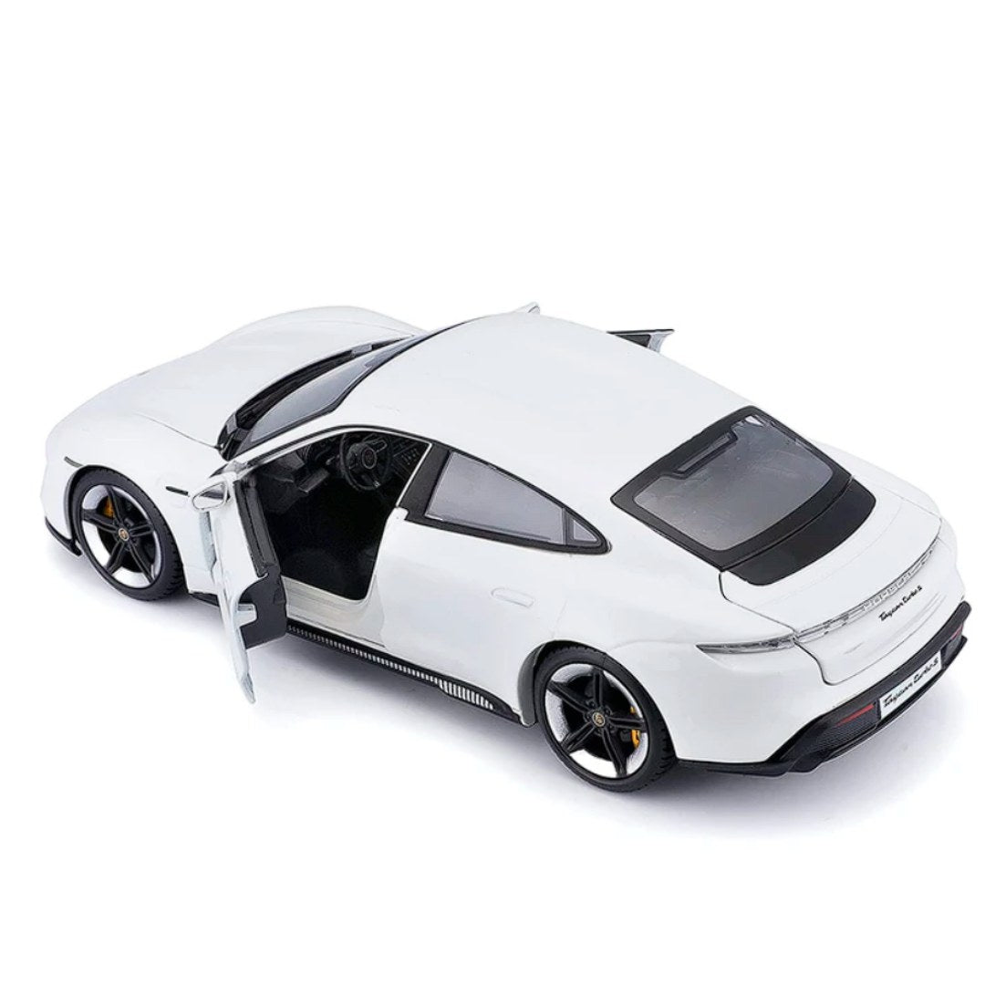 White Porsche Taycan Turbo S 1:24 Scale Die-Cast Car by Bburago -Bburago - India - www.superherotoystore.com