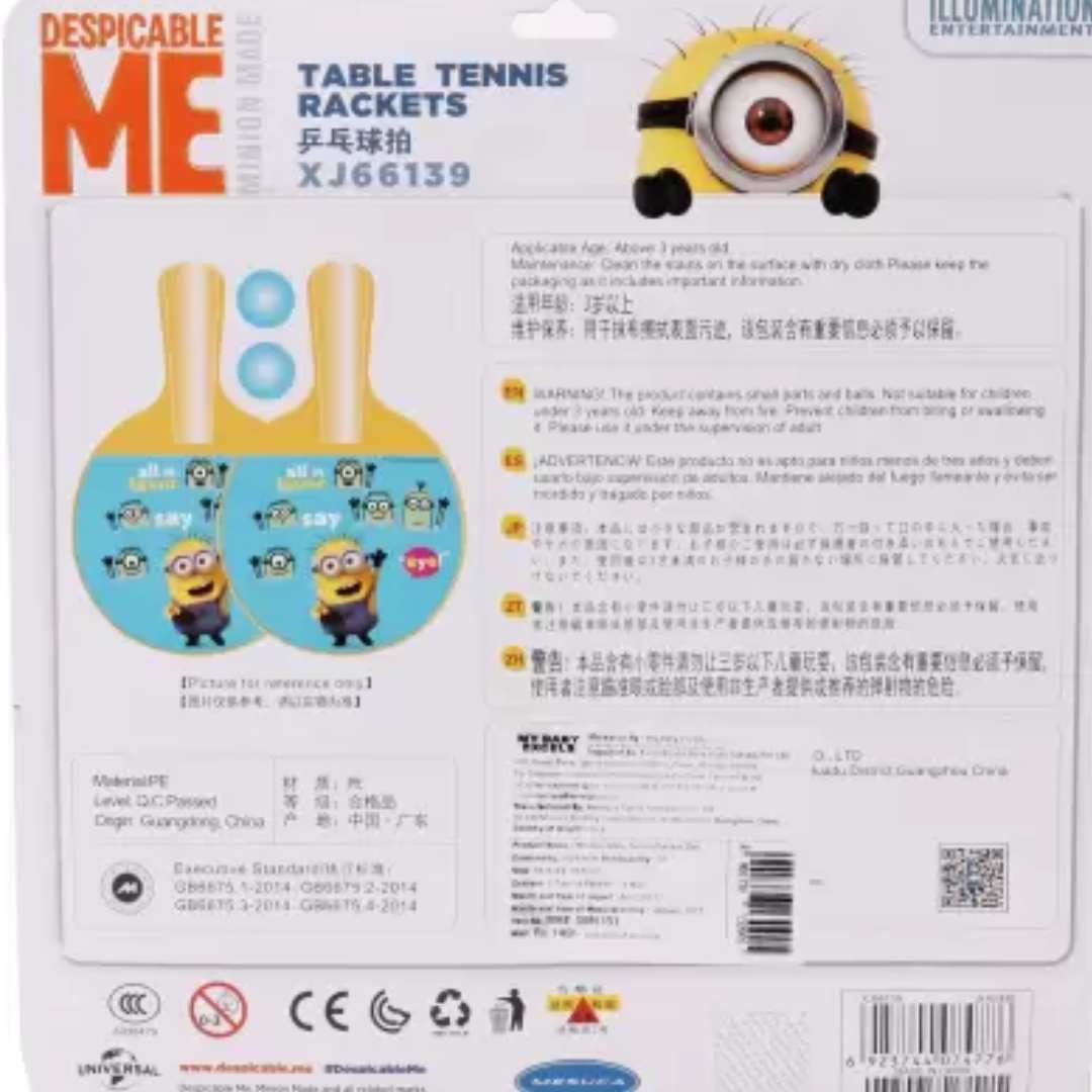 Minions Racket MINIONS PING PONG PLASTIC RACKET SET by MESUCA - www.superherotoystore.com