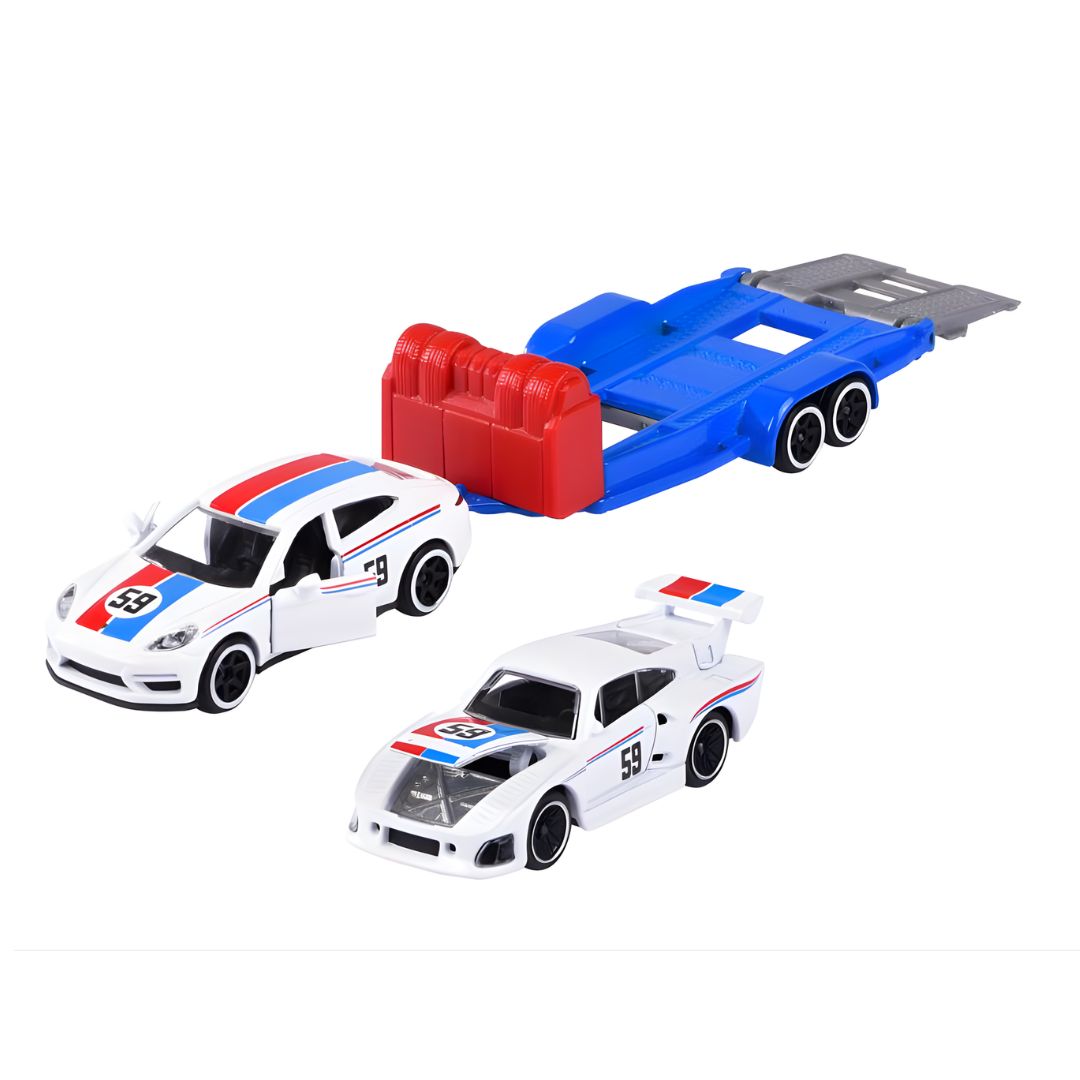 Porsche Panamera + Porsche 935 K3 1:64 Scale Die-Cast Trailer Set By Majorette -Majorette - India - www.superherotoystore.com