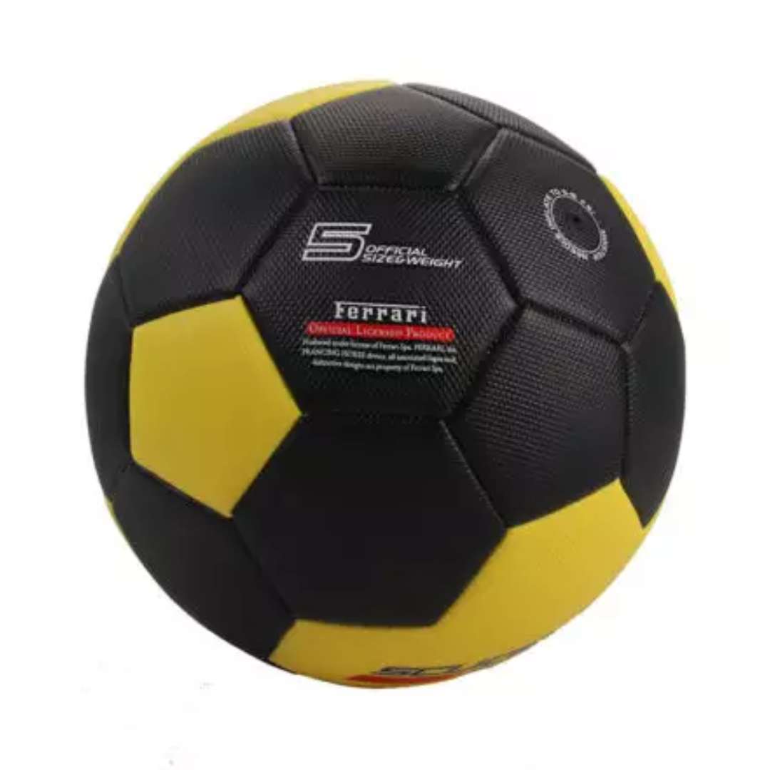 FERRARI MACHINE SEWING SOCCER BALL BLACK-YELLOW Size 5 By Mesuca -Mesuca - India - www.superherotoystore.com