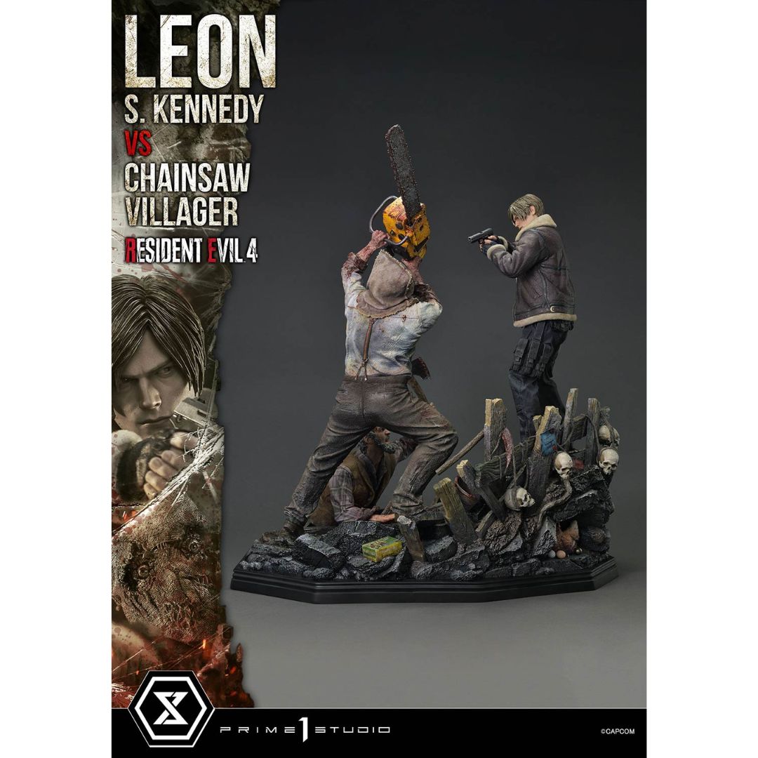 Resident Evil 4 Leon S. Kennedy Versus Chainsaw Villager Statue By Prime1 Studios -Prime 1 Studio - India - www.superherotoystore.com