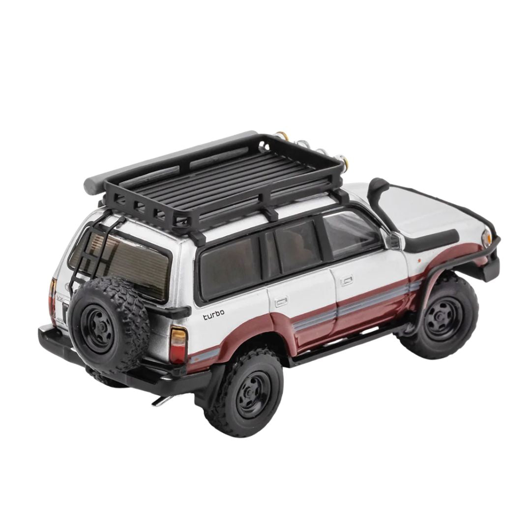 Toyota Land Cruiser 80 - LHD, SILVER+RED 1:64 Scale Die-Cast Car by GCD
