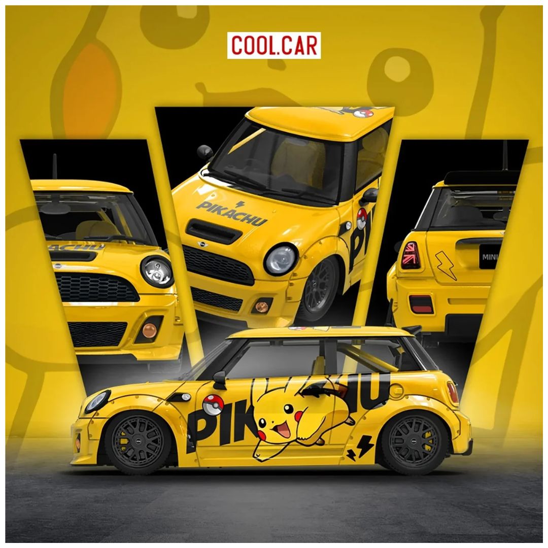 Mini Cooper Pikachu Painted (Yellow) 1:64 Scale Die-Cast Car By Cool Car