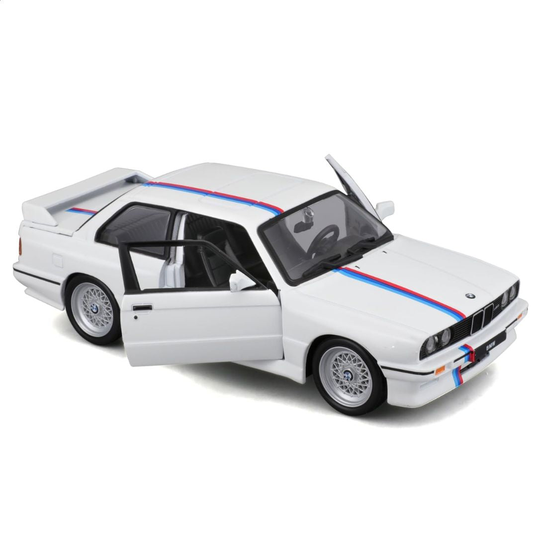 White BMW M3 (E30) 1:24 Scale Die-Cast Car by Bburago