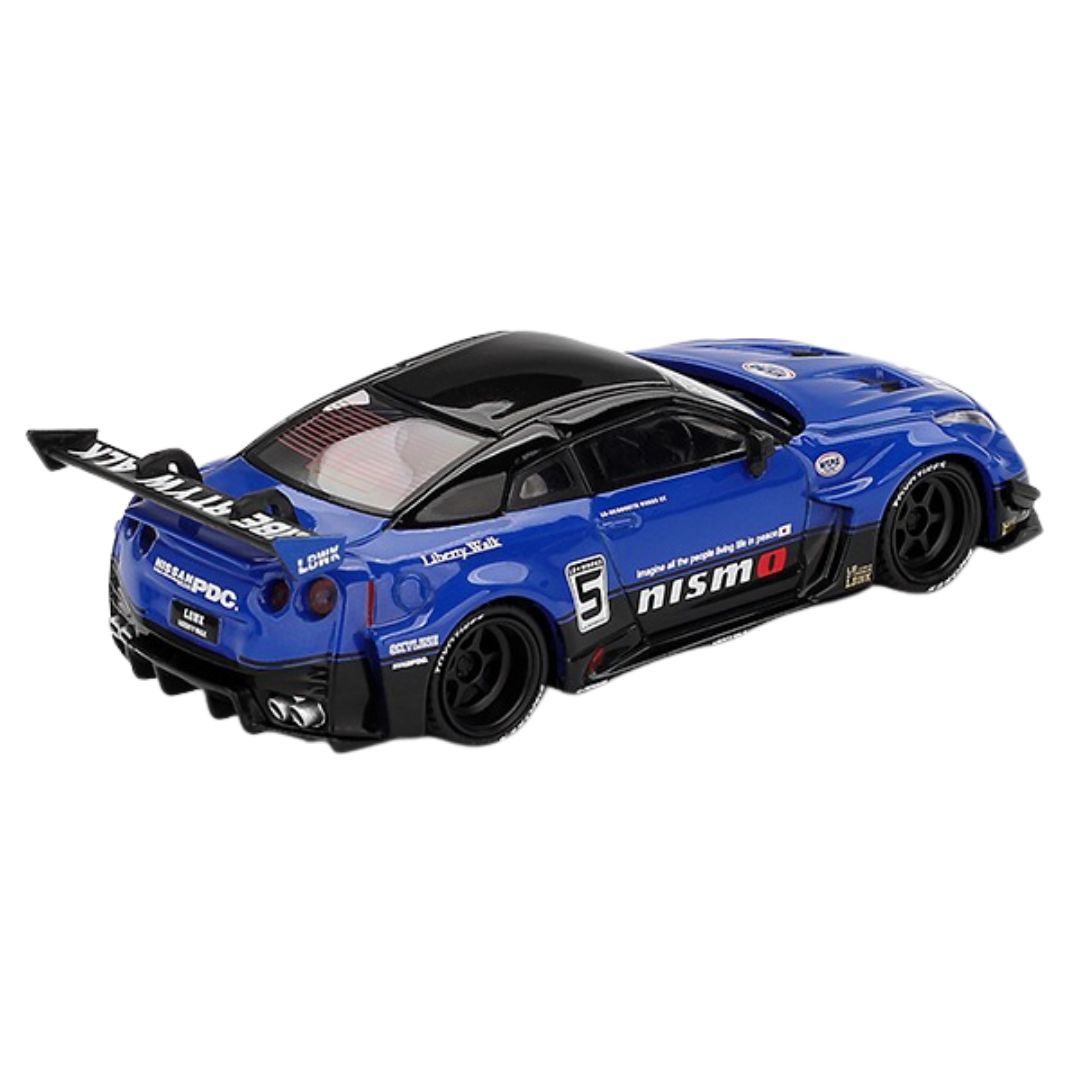 Blue LB-Silhouette WORKS GT NISSAN 35GT-RR Ver.2 1:64 Scale Die-Cast Car By Mini GT