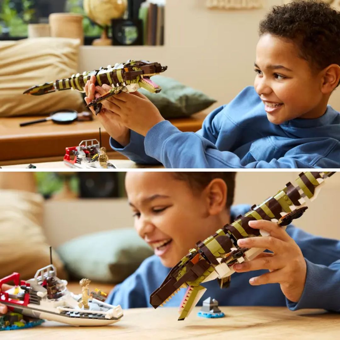 Jurassic Park Brick-Built Mosasaurus Boat Mission By Lego -Lego - India - www.superherotoystore.com