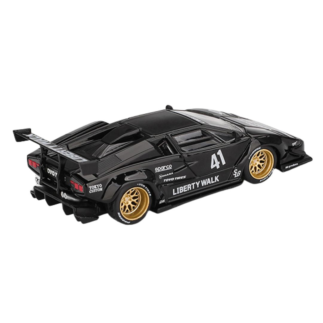 Black Lamborghini Countach LB-Works 2024 1:64 Scale Die-Cast Car By MiniGT