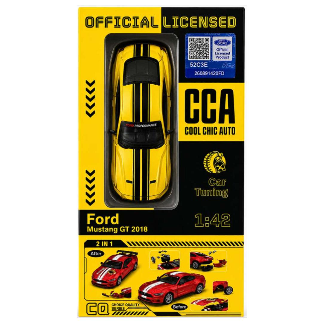 Ford Mustang GT 2018 Yellow 1:42 Scale Assembled Diecast Model Car By CCA -CCA - India - www.superherotoystore.com