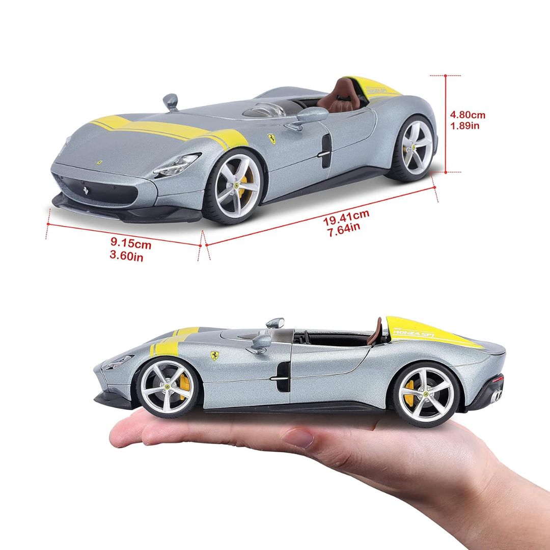Silver Ferrari Monza SP1 1:24 Scale Die-Cast Car By Bburago -Bburago - India - www.superherotoystore.com