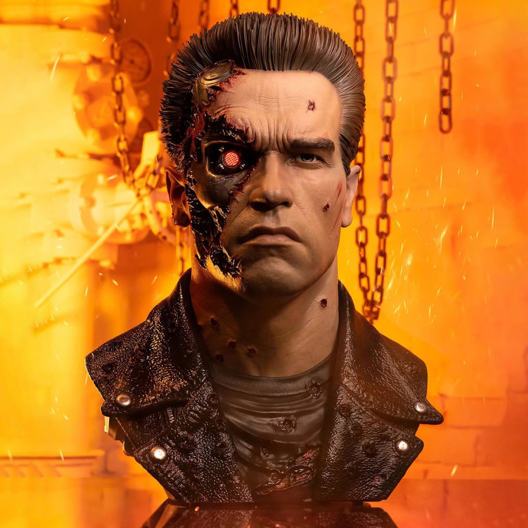 T-800 Model 101 (Battle Damaged) Art Mask Life-Size Bust Statue By Pure Arts
