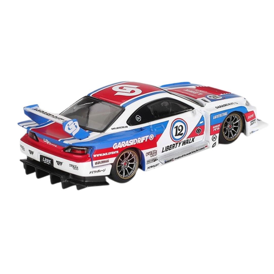 White Nissan LB-Super Silhouette S15 SILVIA GARASIDRIFT x LBWK 2025 1:64 Scale Die-Cast Car By Mini GT -Mini GT - India - www.superherotoystore.com