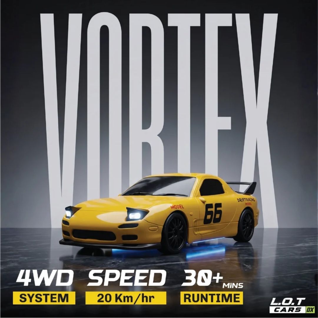 Vortex - 1:24 Remote Control Drifter Yellow   Car By Legend Of Toys