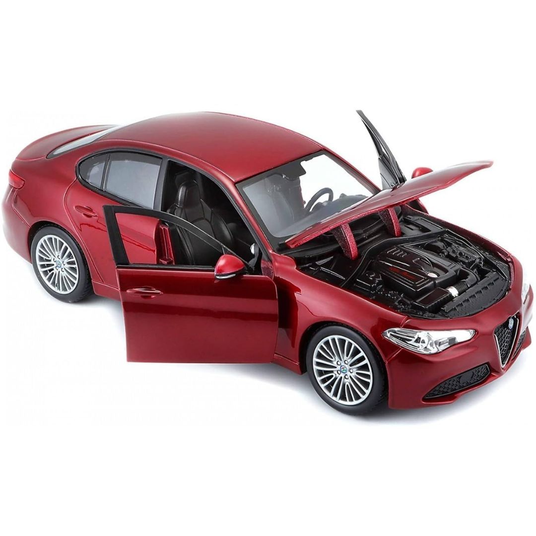 Red Alfa Romeo Giulia 1:24 Scale Die-Cast Car by Bburago -Bburago - India - www.superherotoystore.com