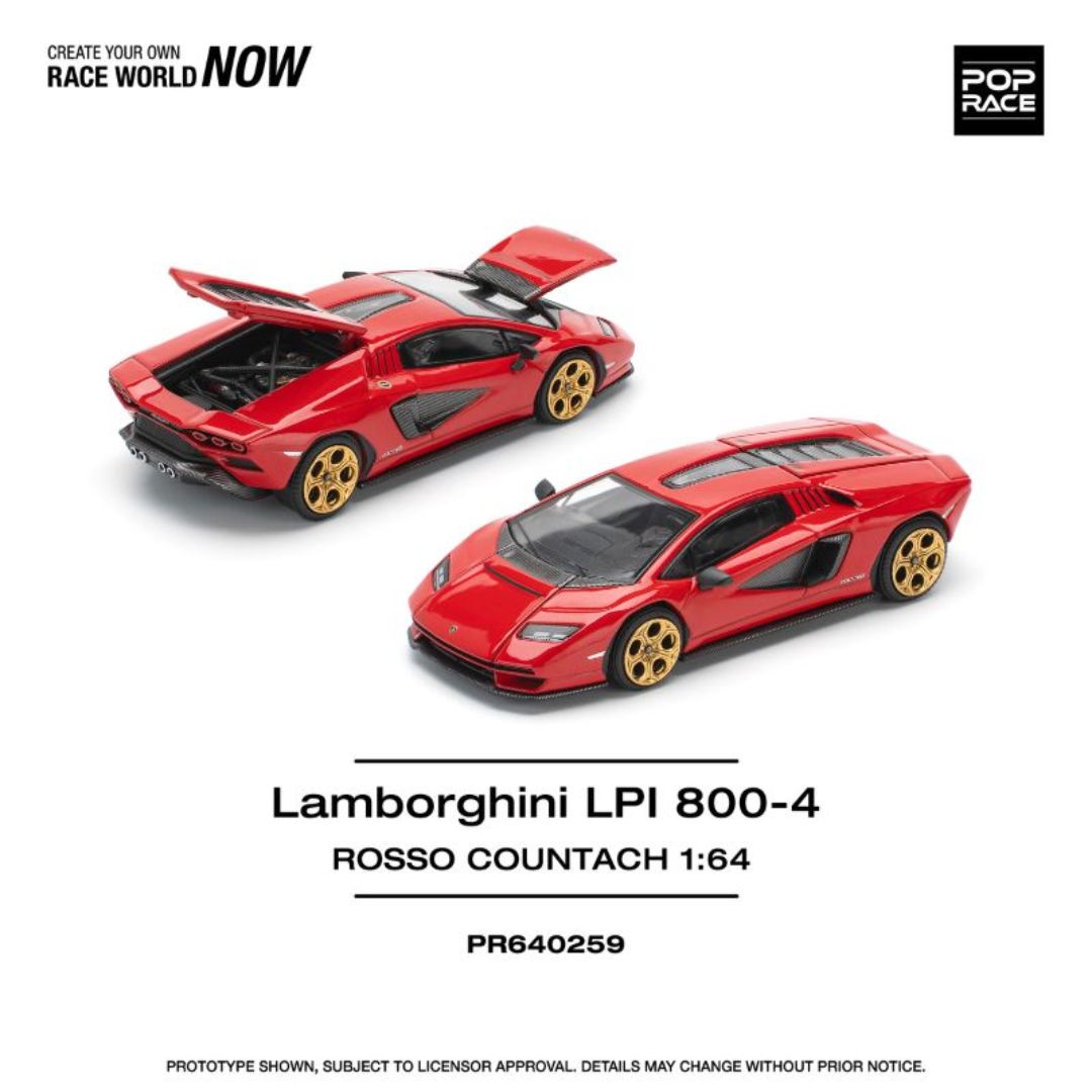 Lamborghini Countach LPO800-4 Rosso 1:64 Diecast Car By Pop Race -Pop Race - India - www.superherotoystore.com