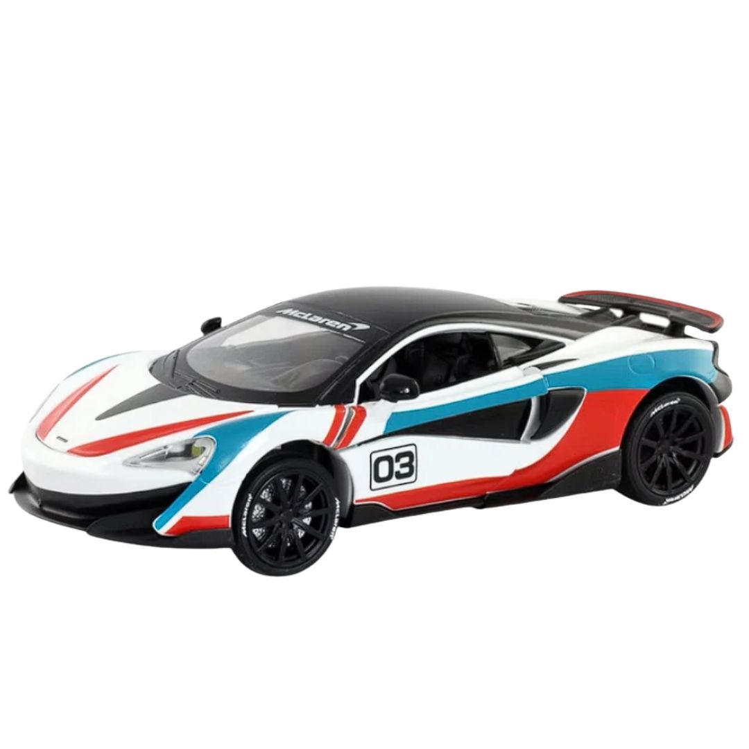 White MCLAREN 600LT 1:32 Scale Die-Cast Car By RMZ -RMZ - India - www.superherotoystore.com