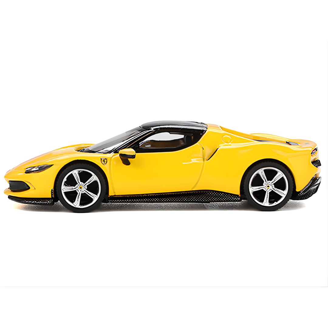 Yellow Ferrari 296 GTB Giallo Modena 1:64 Scale Die-Cast car By BBR Models