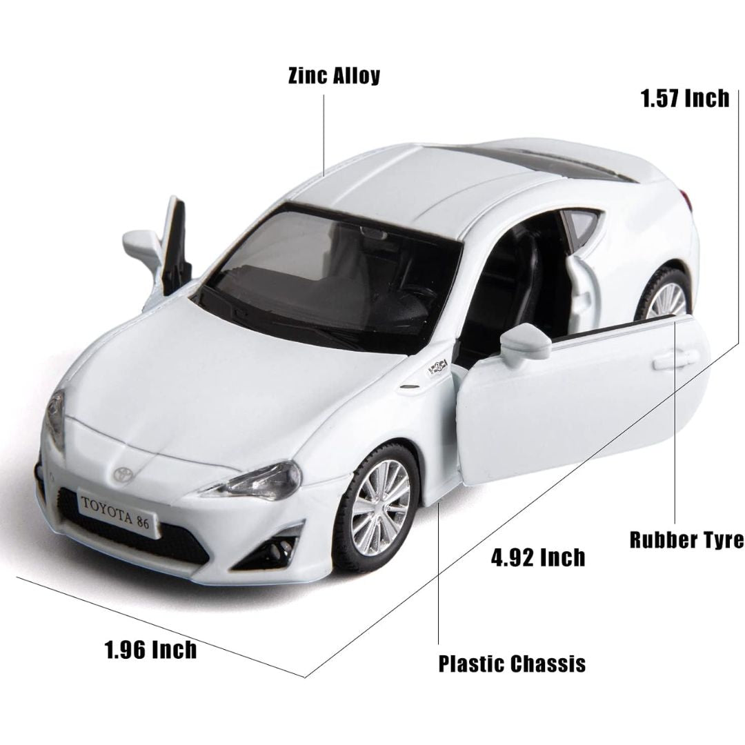 White Toyota 86 1:43 Scale Die-Cast Car By RMZ