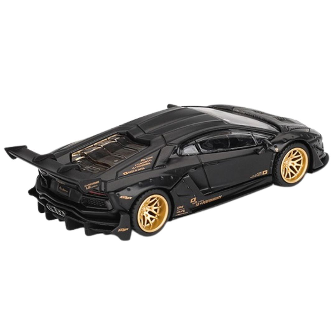 Matte Black LB Works Lamborghini Aventador 1:64 Scale Die-Cast Car By Mini GT