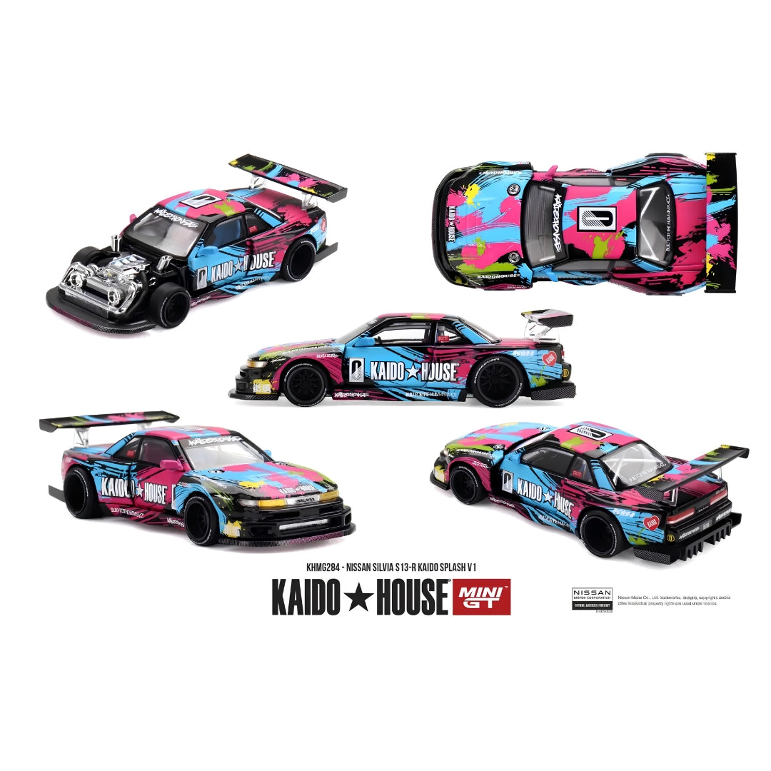 Nissan Silvia S13-R Kaido Splash 1:64 Scale Die-Cast Car By Mini Gt