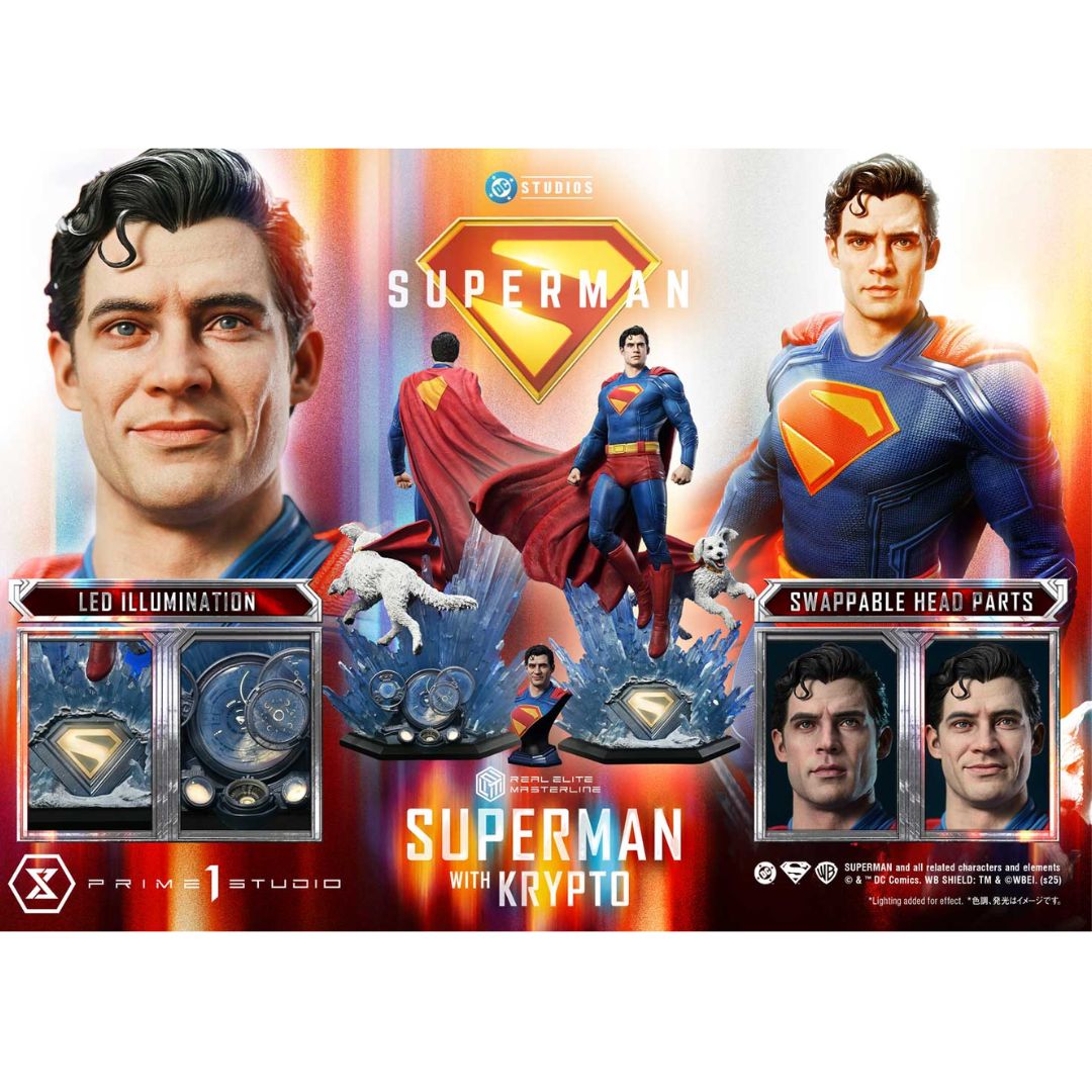 Superman (2025 Film) Superman With Krypto Statue By Prime1 Studios -Prime 1 Studio - India - www.superherotoystore.com