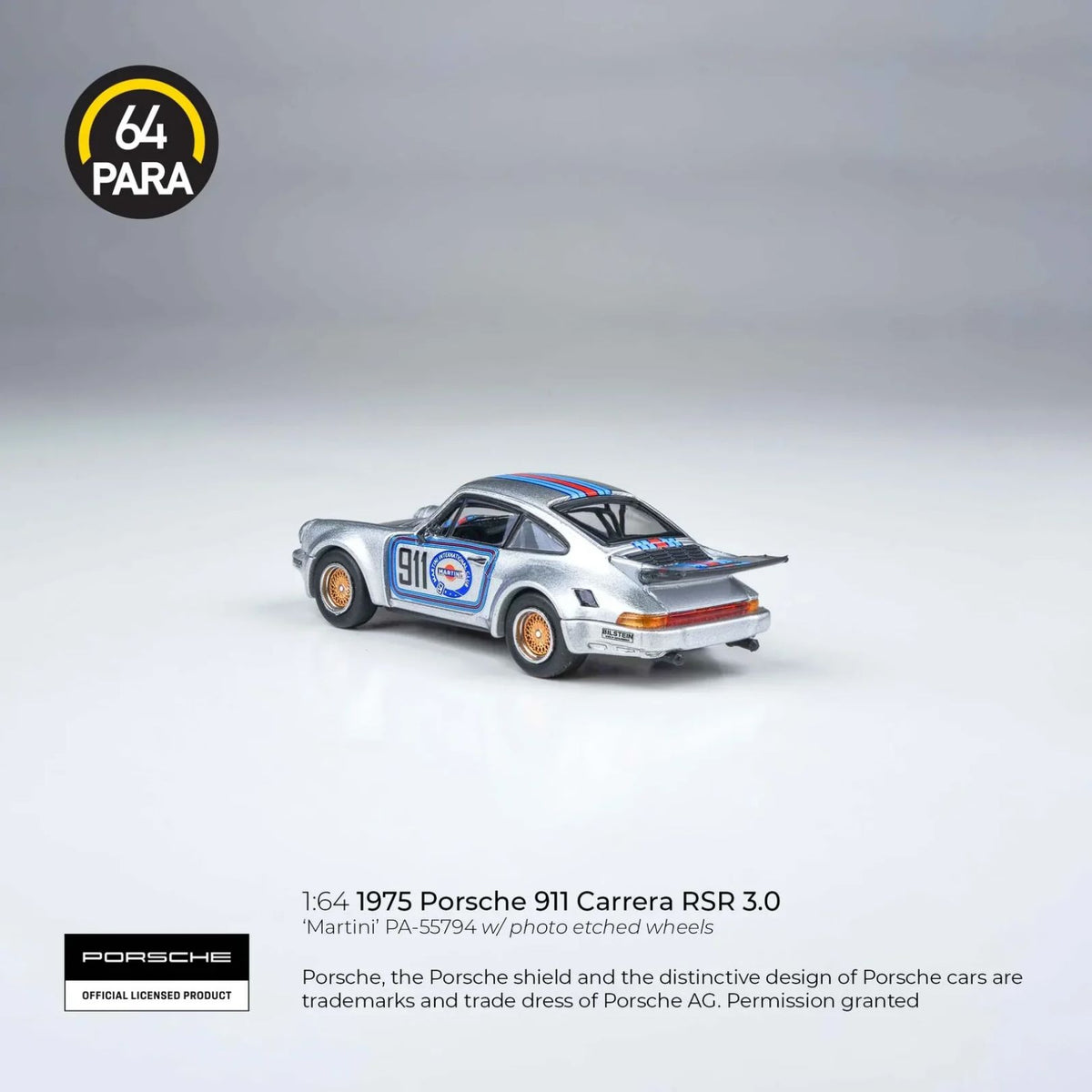 Porsche 911 Carrera 1975 Rsr 3.0 Martini 1:64 Diecast Car By Para64