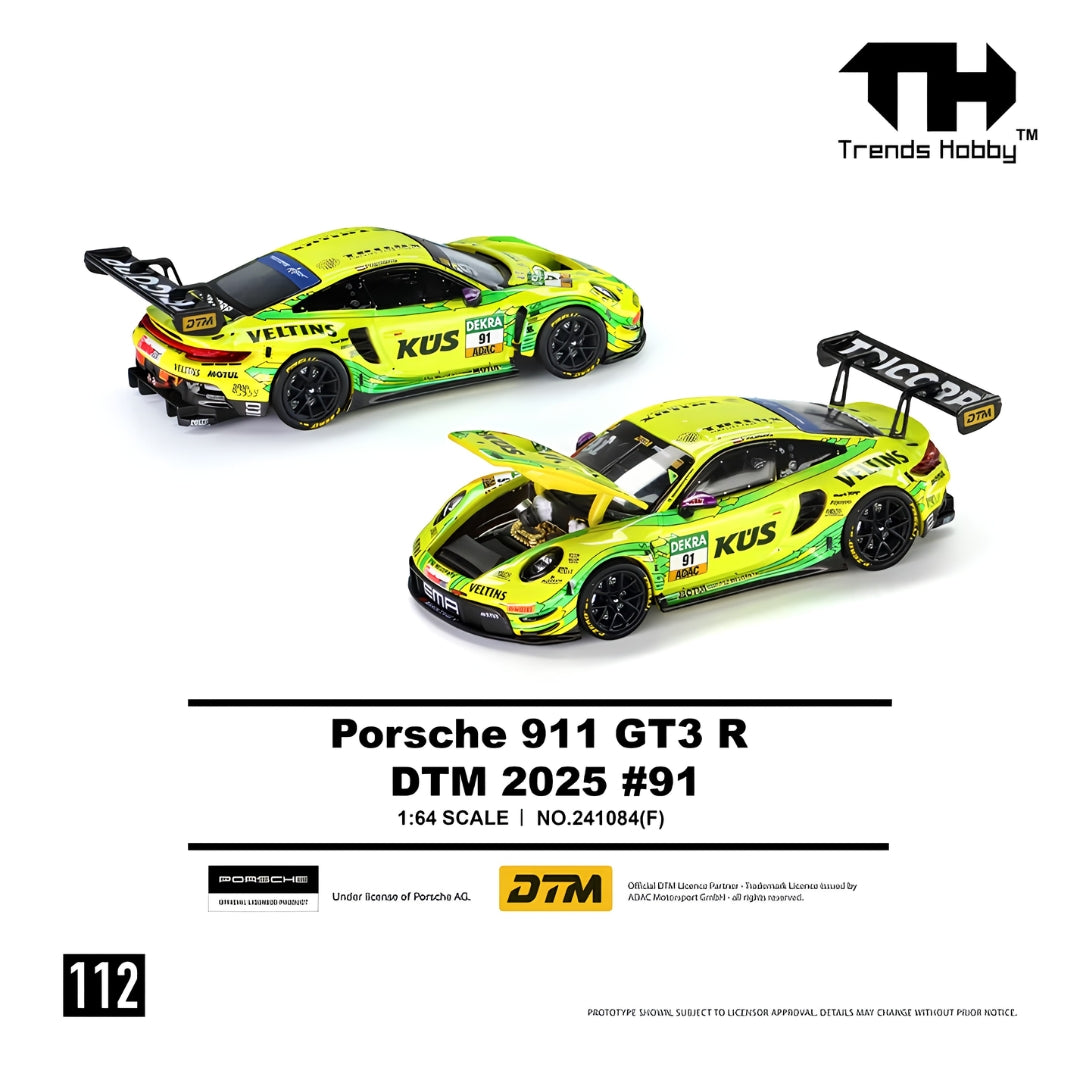Porsche 911 Gt3 R - Dtm 2025 No.91 1:64 Scale Die-Cast Car By Trends Hobby