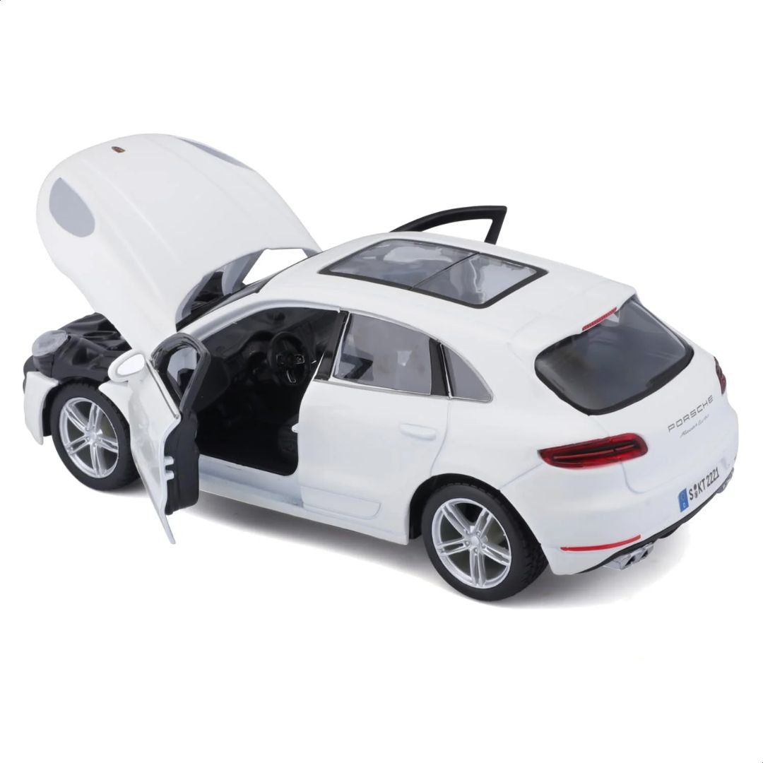 Silver Porsche Macan Turbo 1/24 Scale Die-Cast Car by Bburago