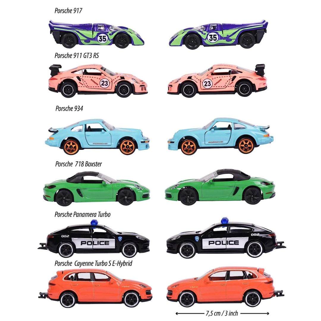 Porsche Premium 6 Diecast Cars Assortment By Majorette By Majorette -Majorette - India - www.superherotoystore.com