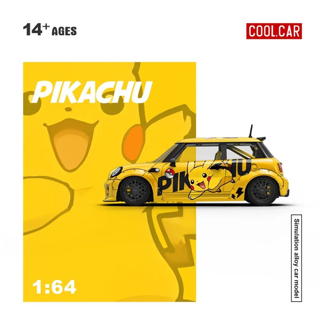 Mini Cooper Pikachu Painted (Yellow) 1:64 Scale Die-Cast Car By Cool Car