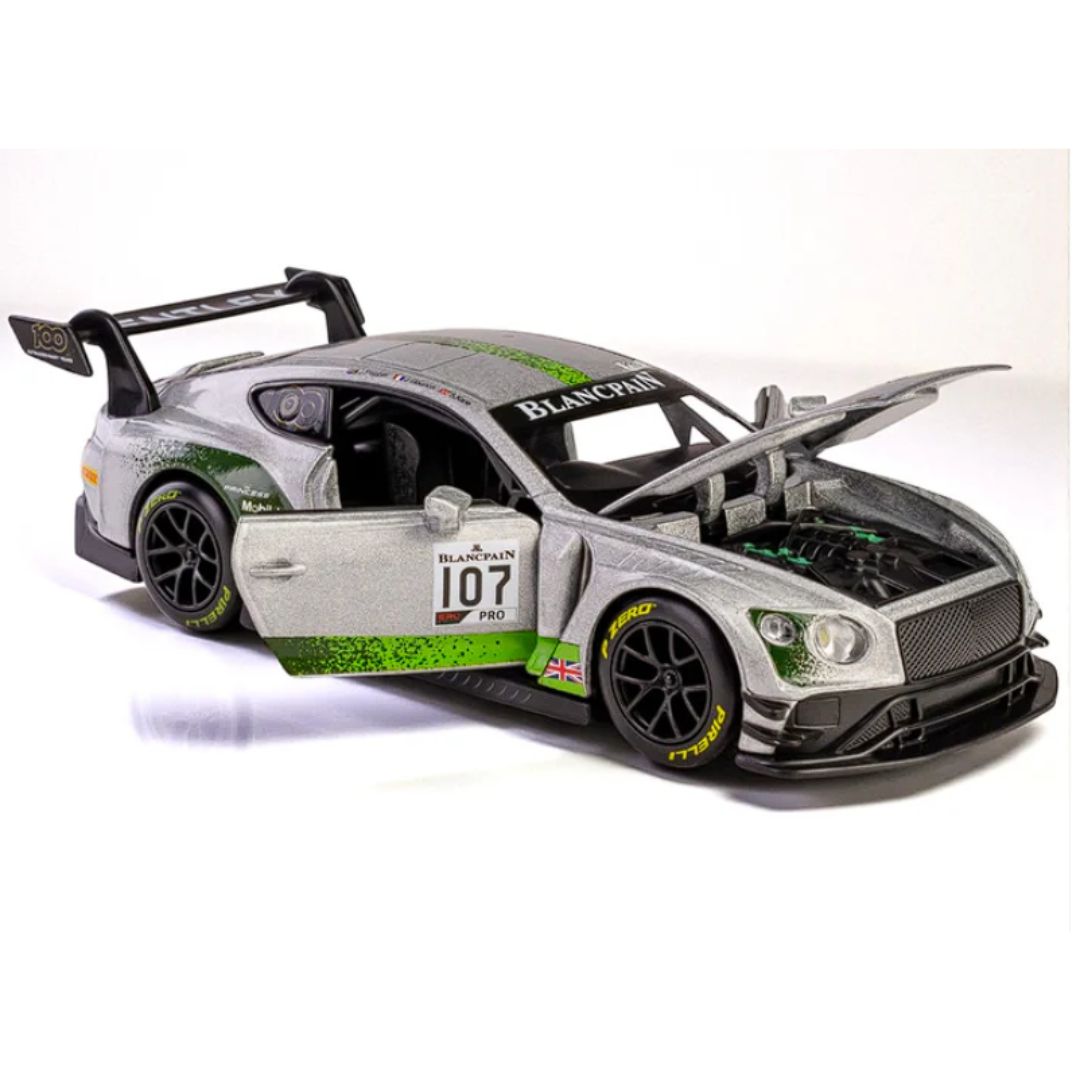Silver BENTLEY CONTINENTAL GT3 1:32 Scale Die-Cast Car By RMZ -RMZ - India - www.superherotoystore.com