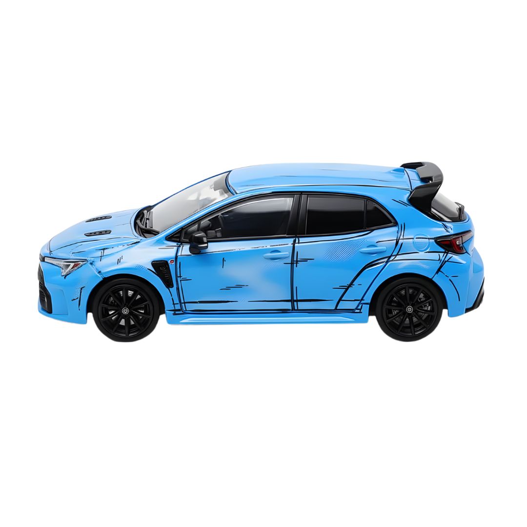 2022 Manga Blue Version Toyota GR Corolla RHD 1:64 Scale Die-Cast Car by GCD