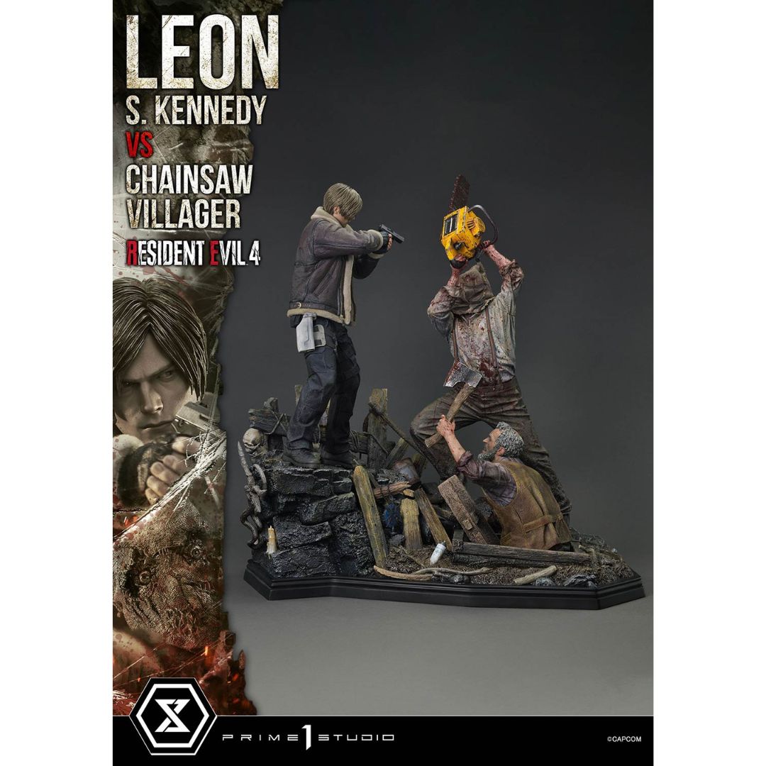 Resident Evil 4 Leon S. Kennedy Versus Chainsaw Villager Statue By Prime1 Studios -Prime 1 Studio - India - www.superherotoystore.com
