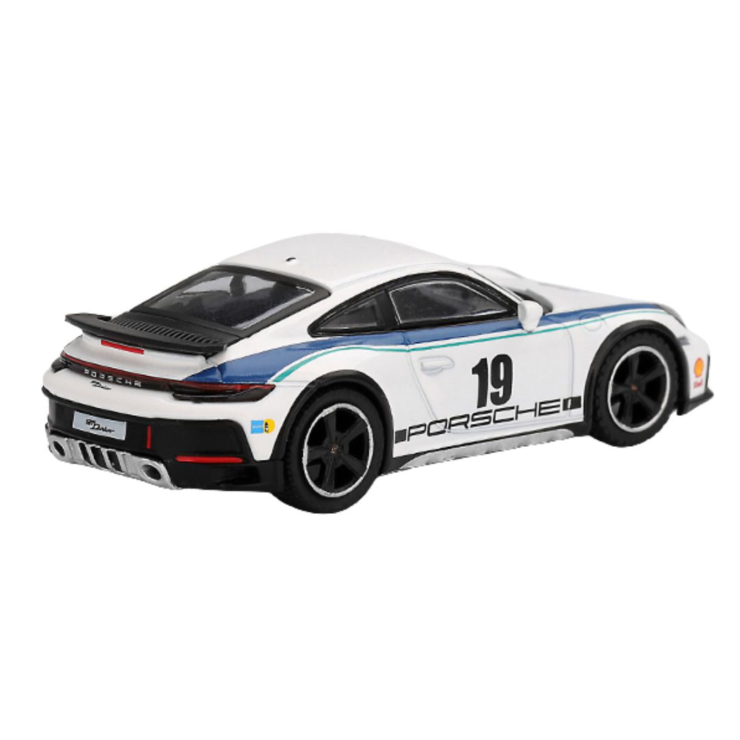 White Porsche 911 Dakar Rally 1974 1:64 Scale Die-Cast Car By MiniGT