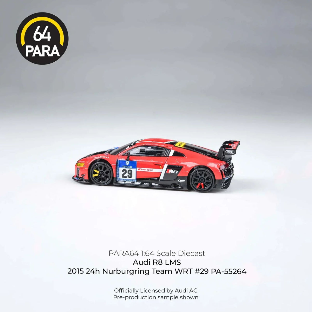 Audi R8 Lms 2015 24H Nurburgring Team Wrt #29 1:64 Diecast Car By Para64