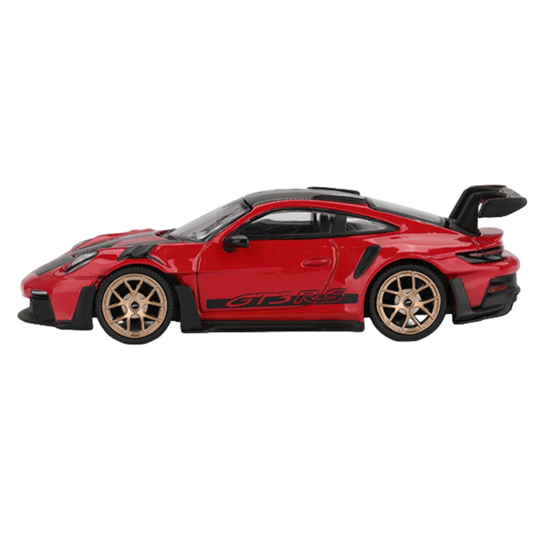 Porsche 911 992 Gt3 Rs Weissach Package Guards Red 1:64 Diecast Car By Mini Gt