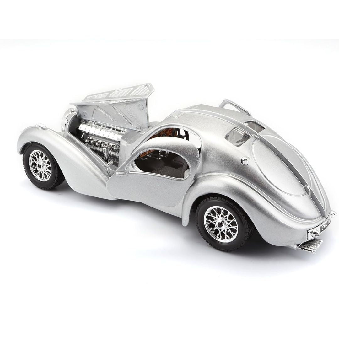 Silver Bugatti Atlantic 1:24 Scale Die-Cast Car by Bburago -Bburago - India - www.superherotoystore.com