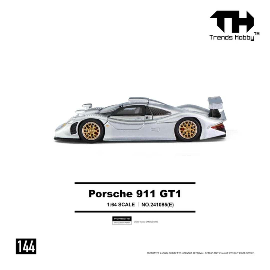 Porsche 911 Gt1 1998 (Silver) 1:64 Scale Die-Cast Car By Trends Hobby