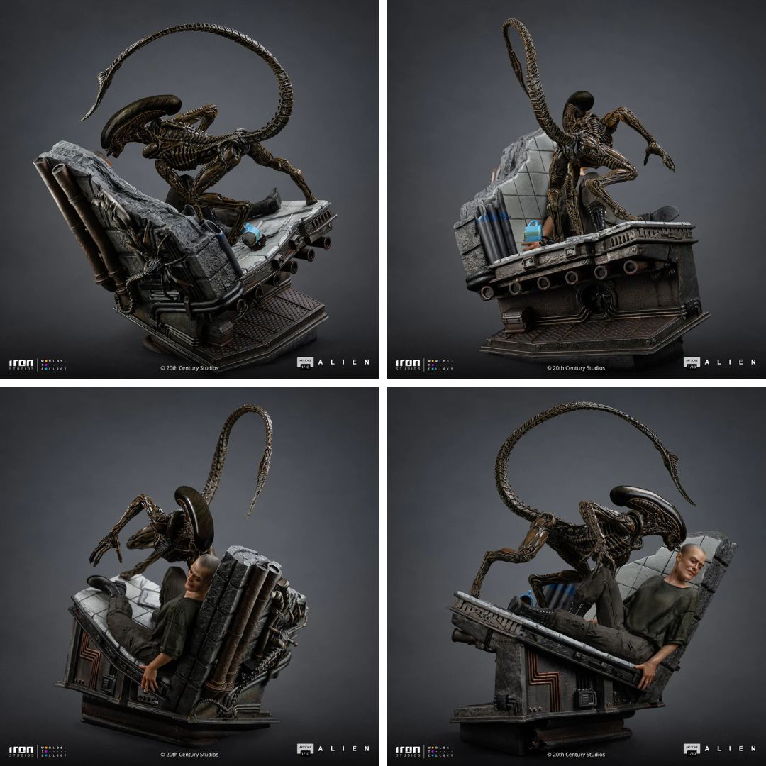 Alien 3  Ellen Ripley And Dog Alien Statue By Iron Studios