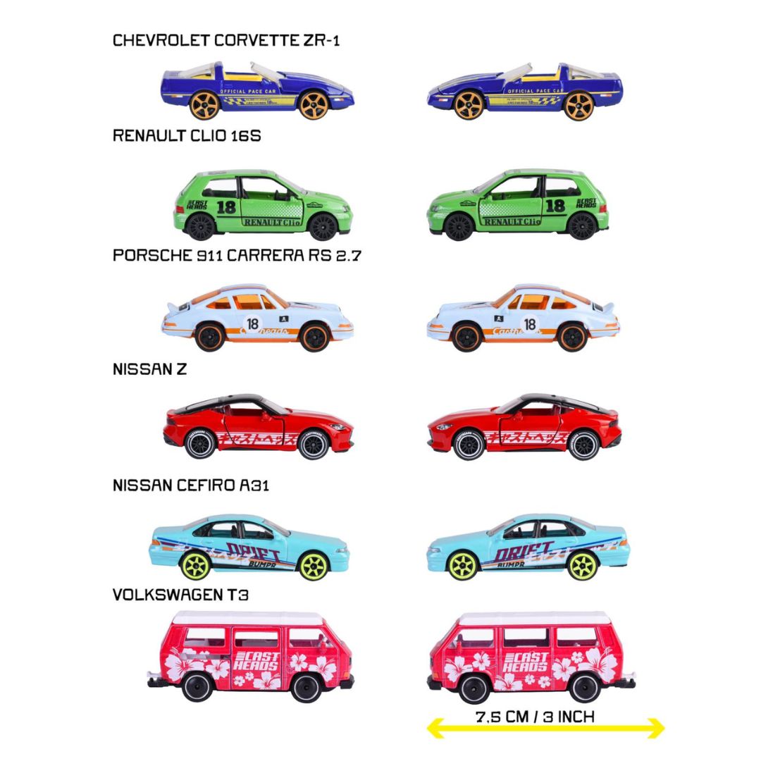 Castheads 6 Pack 1:64 Scale Die-Cast Car By Majorette