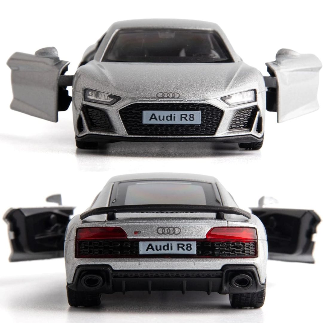 Silver Audi R8 Coupe 1:43 Scale Die-Cast Car By RMZ