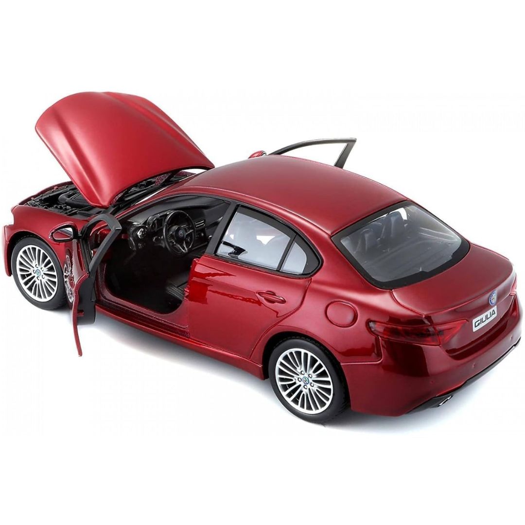 Red Alfa Romeo Giulia 1:24 Scale Die-Cast Car by Bburago -Bburago - India - www.superherotoystore.com