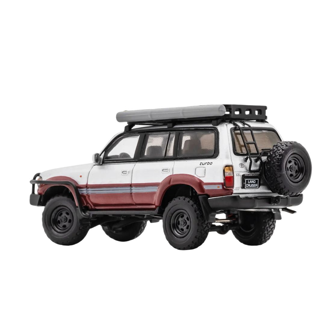 Toyota Land Cruiser 80 - LHD, SILVER+RED 1:64 Scale Die-Cast Car by GCD