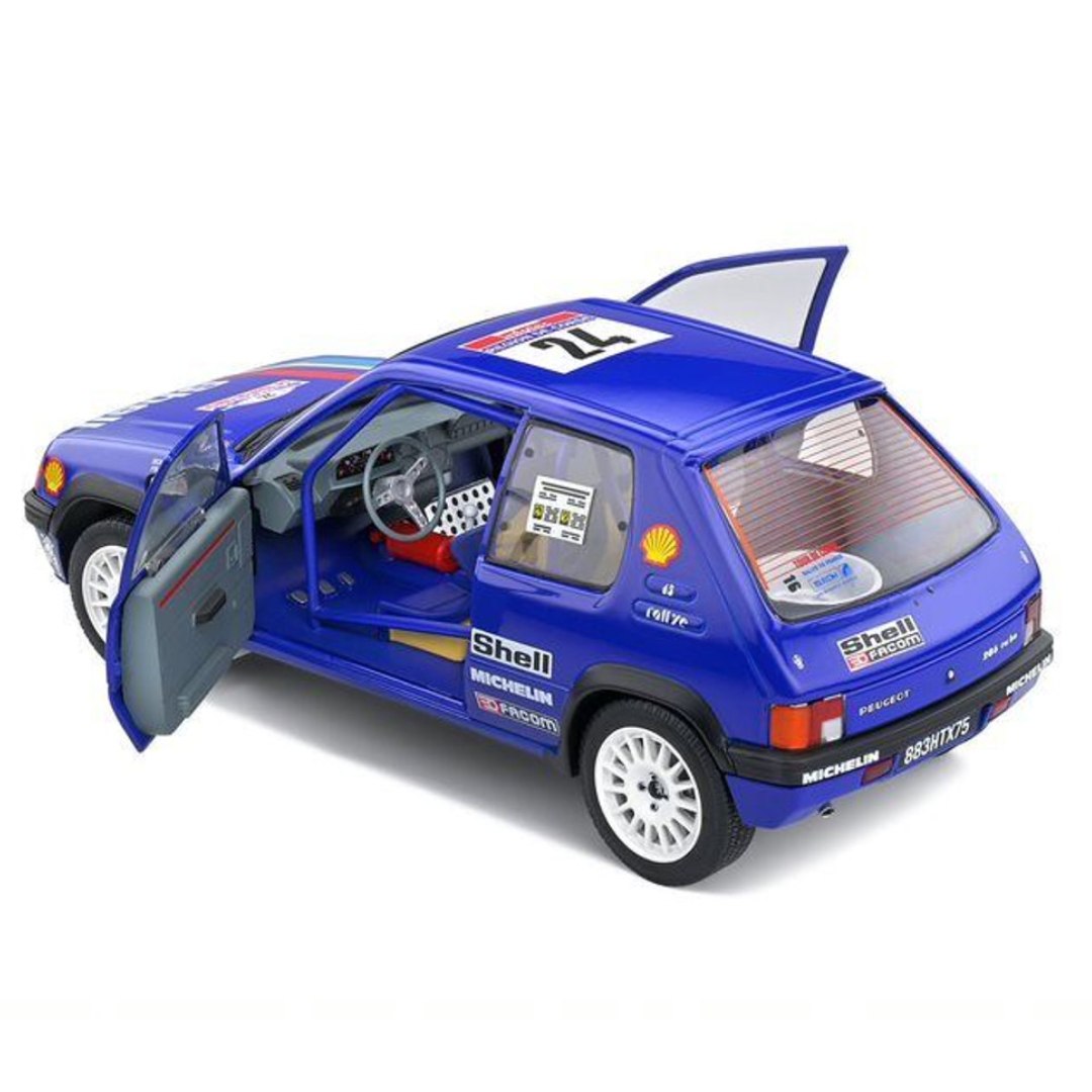 Blue 1990 Peugeot 205 Rallye #24  1:18 Scale die-cast car by Solido -Solido - India - www.superherotoystore.com