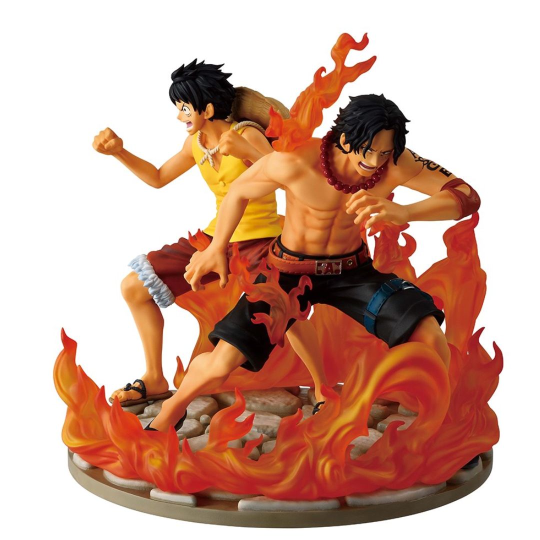 One Piece Ace And Luffy Dramatic Memories Revible Moment Ichibansho Statue By Bandai