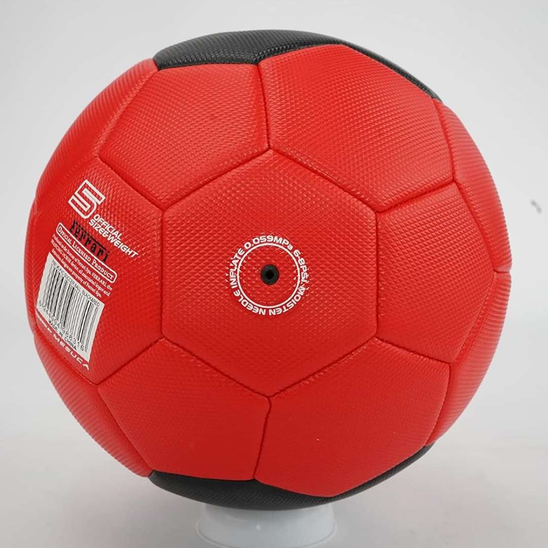 FERRARI MACHINE SEWING SOCCER BALL Black-Red Size 5 By Mesuca -Mesuca - India - www.superherotoystore.com