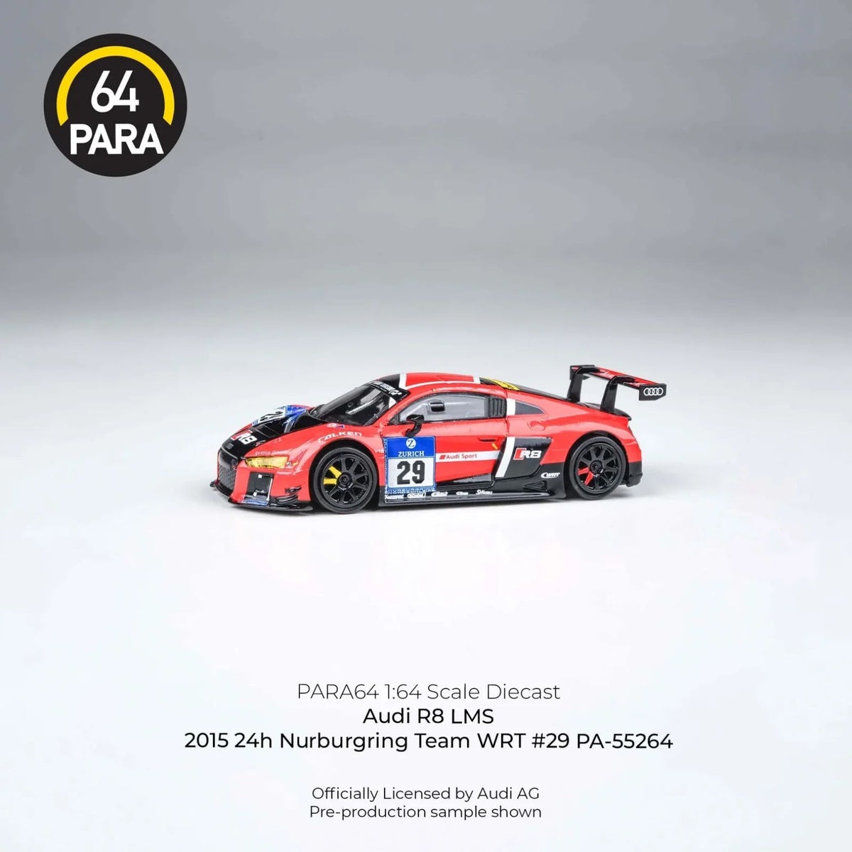 Audi R8 Lms 2015 24H Nurburgring Team Wrt #29 1:64 Diecast Car By Para64